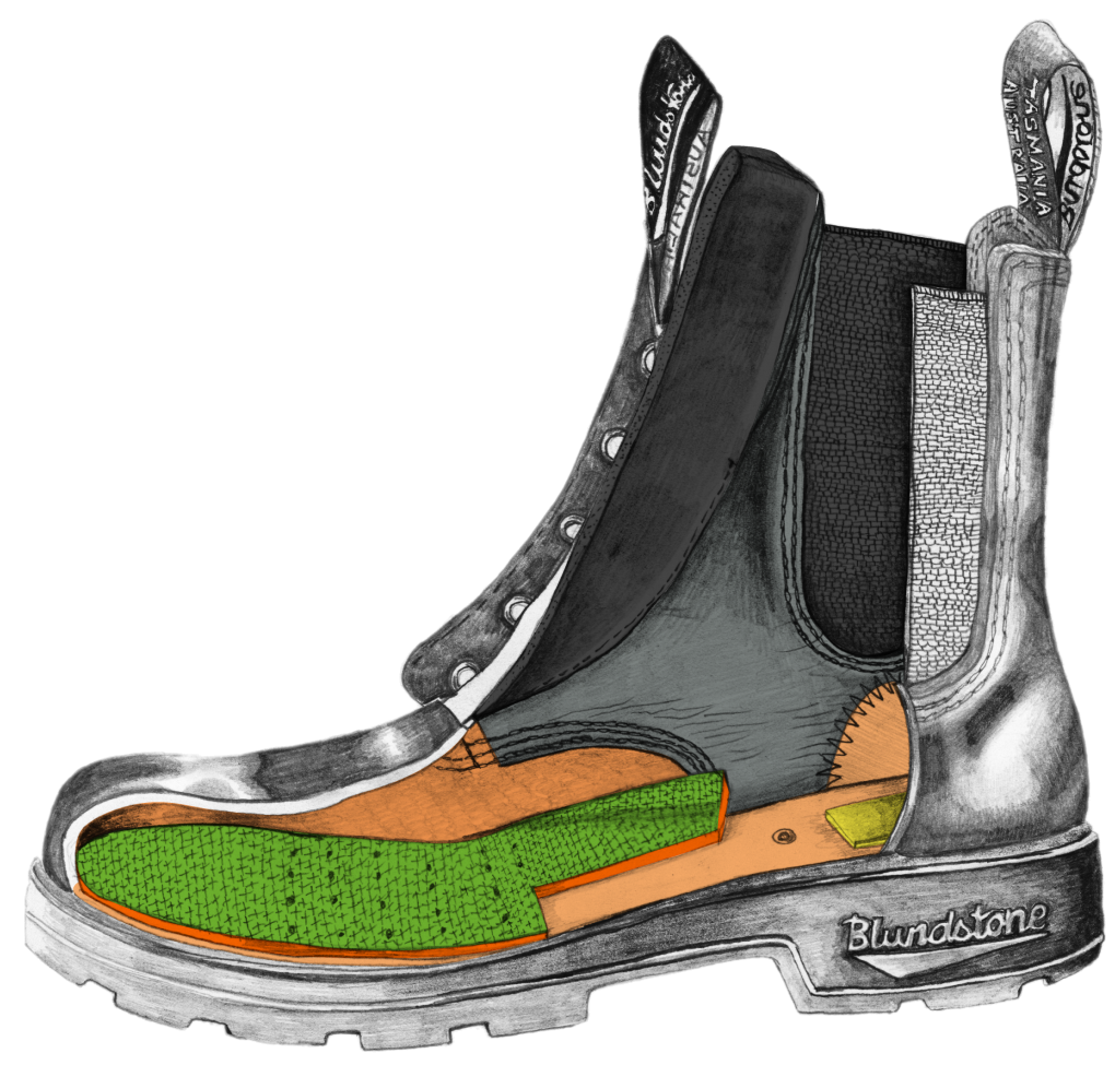 Drawing of a Blundstone Lace-up/Elastic series boot