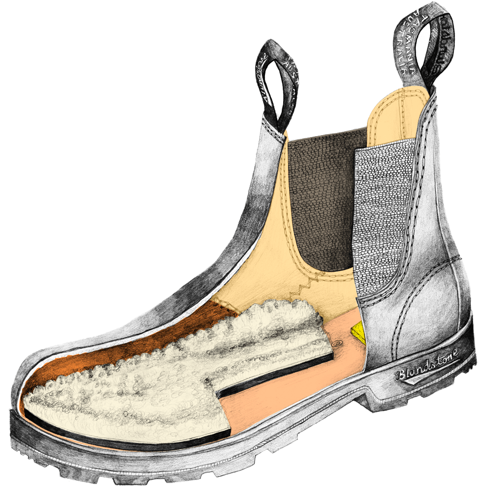 Dessin d’une botte chelsea de la série Thermal de Blundstone